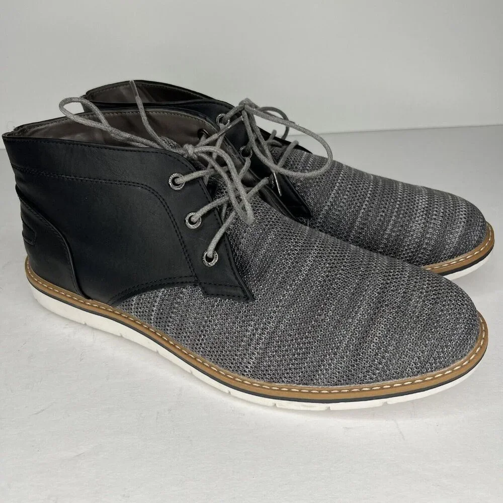 Mario Lopez Hugo Mens Size 13M Gray Lace-Up Two-Tone Casual Sam Ankle Boots